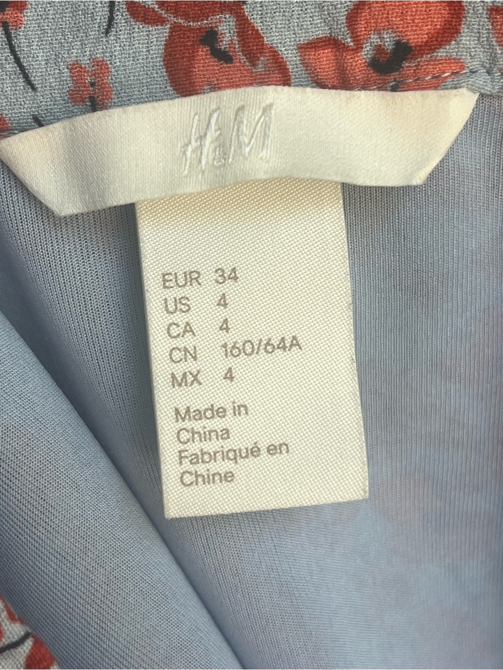 H&M Light Blue A-line Skirt with Coral Floral Pattern - Picture 6 of 10